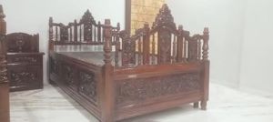 Teak Wood Handcarved Single Bed