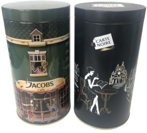 green tea cylindrical air tight fit tin box