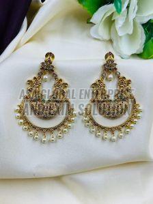 Ladies Brass Golden Pearl Drop Earring
