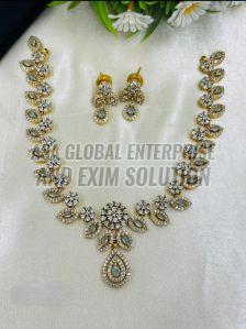 Ladies Brass Party Wear Necklace Set