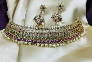 Ladies Brass Wedding Designer Necklace Set