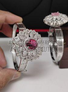 Ladies Brass White Silver Floral Love One Bracelet