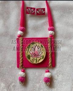 Ladies Pink Handmade Terracotta Necklace Set