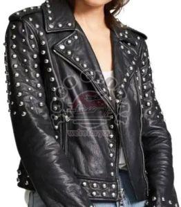 Ladies Studded Leather Jacket