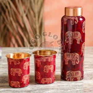 Printed Copper Bottle Glass Set