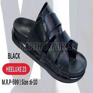 Heeluxe-23 Mens PU Black Leather Slipper