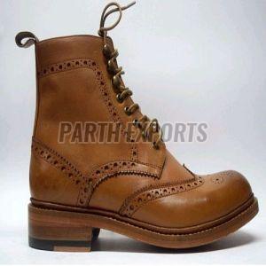 Mens Brown Leather Brogue Boots