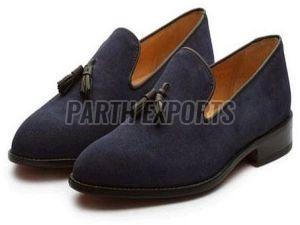 Mens Plain Blue Velvet Formal Shoes