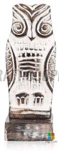 Wooden Grey Owl Spectacle Holder