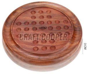 Wooden Round Solitaire Board Game
