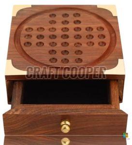 Wooden Square Solitaire Board Game