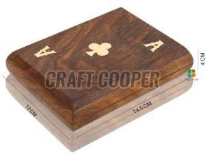 Wooden Brown Playing Card Box