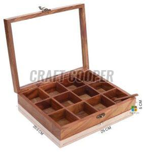 Wooden Compartment Spice Box
