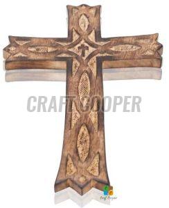 Wooden Carved Cross Pendant