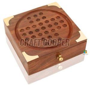 Wooden Square Solitaire Board Game