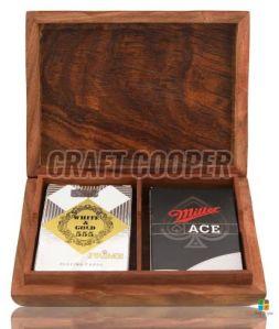Wooden Brown Playing Card Box