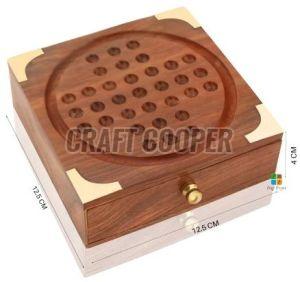 Wooden Square Solitaire Board Game