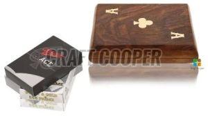 Wooden Brown Playing Card Box