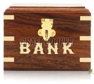 Wooden Square Money Bank