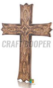 Wooden Carved Cross Pendant