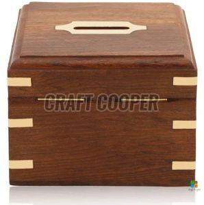 Wooden Square Money Bank
