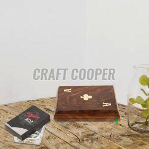 Wooden Brown Playing Card Box