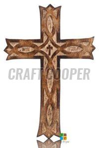 Wooden Carved Cross Pendant
