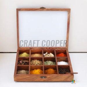 Wooden Compartment Spice Box