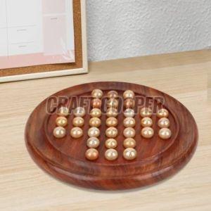 Wooden Round Solitaire Board Game
