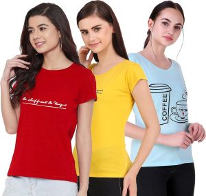 Ladies Printed Cotton T Shirt