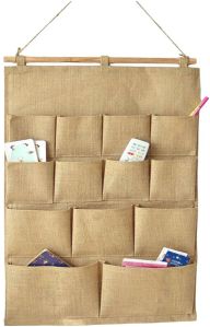 Burlap Jute Hanging Storage Pocket Wall Hanging Organizer - KDH - 018