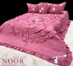 Pink Noor King Size Cotton Bed Cover Set