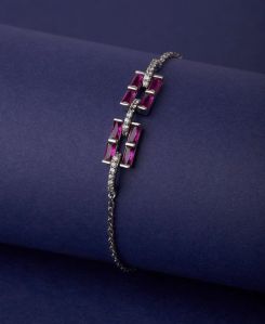 Women Fashionable Stone Studded Silver Bracelet