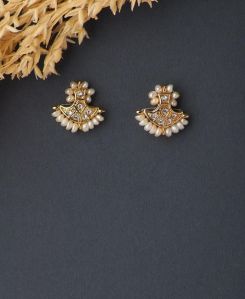 Women Traditional Real Pearl Stone Studded Earring