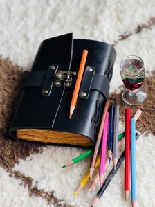 premium black vintage handmade leather journal notebook
