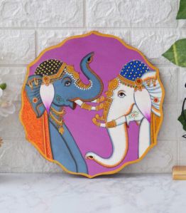 30cm Handmade Pichwai Wooden Wall Painting