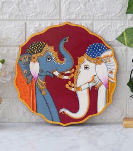 30cm Handmade Pichwai Wooden Wall Painting