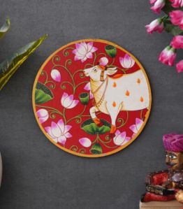 30cm Handmade Pichwai Wooden Wall Painting