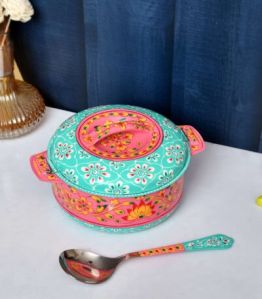 11 Inches  Hand Painted Aluminium Hot Casserole