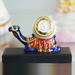 13cm Handcrafted Marble Camel Clock