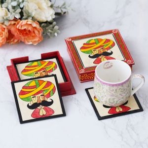 13cm Wooden Handcrafted Rajasthani Tea Coasters