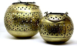 15cm Decorative Brass Bowls with Floral Design