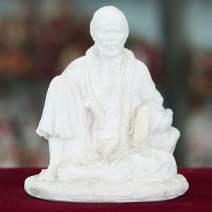 15cm White Marble Handmade Sai Baba Idol