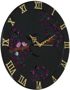 18 Inch Black Exquisite Wooden Handmade Printed Acrylic Wall Clock