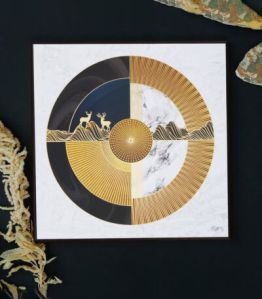 30cm Golden Embossed Handcrafted Wall Painting