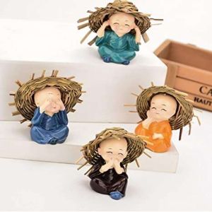 6cm Polyresin Handcrafted 4 Baby Monk Showpiece