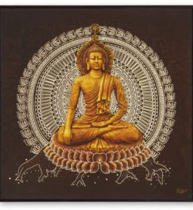 30cm Golden Embossed Handcrafted Wall Painting