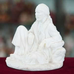 15cm White Marble Handmade Sai Baba Idol