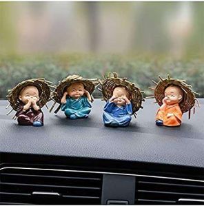 6cm Polyresin Handcrafted 4 Baby Monk Showpiece