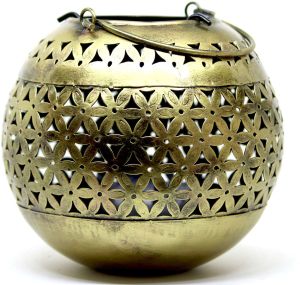 15cm Decorative Brass Bowls with Floral Design